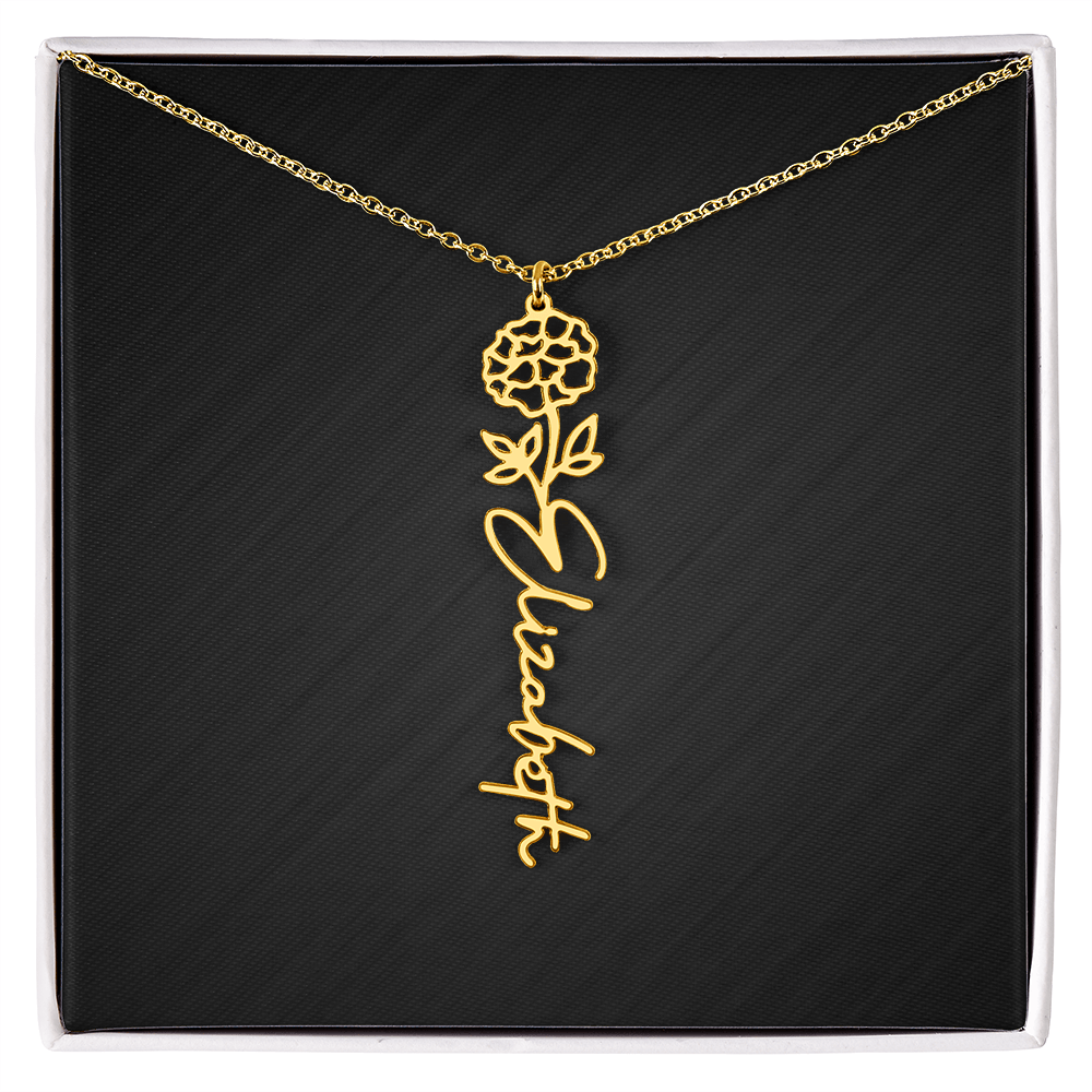 Personalized Birth Flower Name Necklace