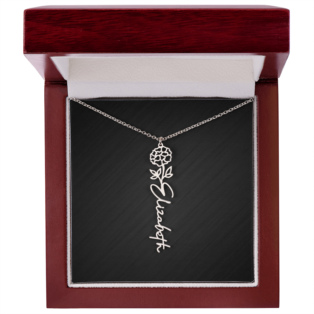 Personalized Birth Flower Name Necklace
