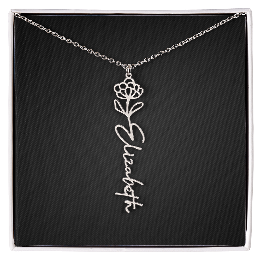 Personalized Birth Flower Name Necklace