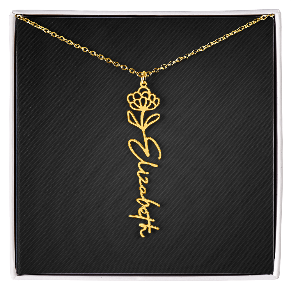 Personalized Birth Flower Name Necklace