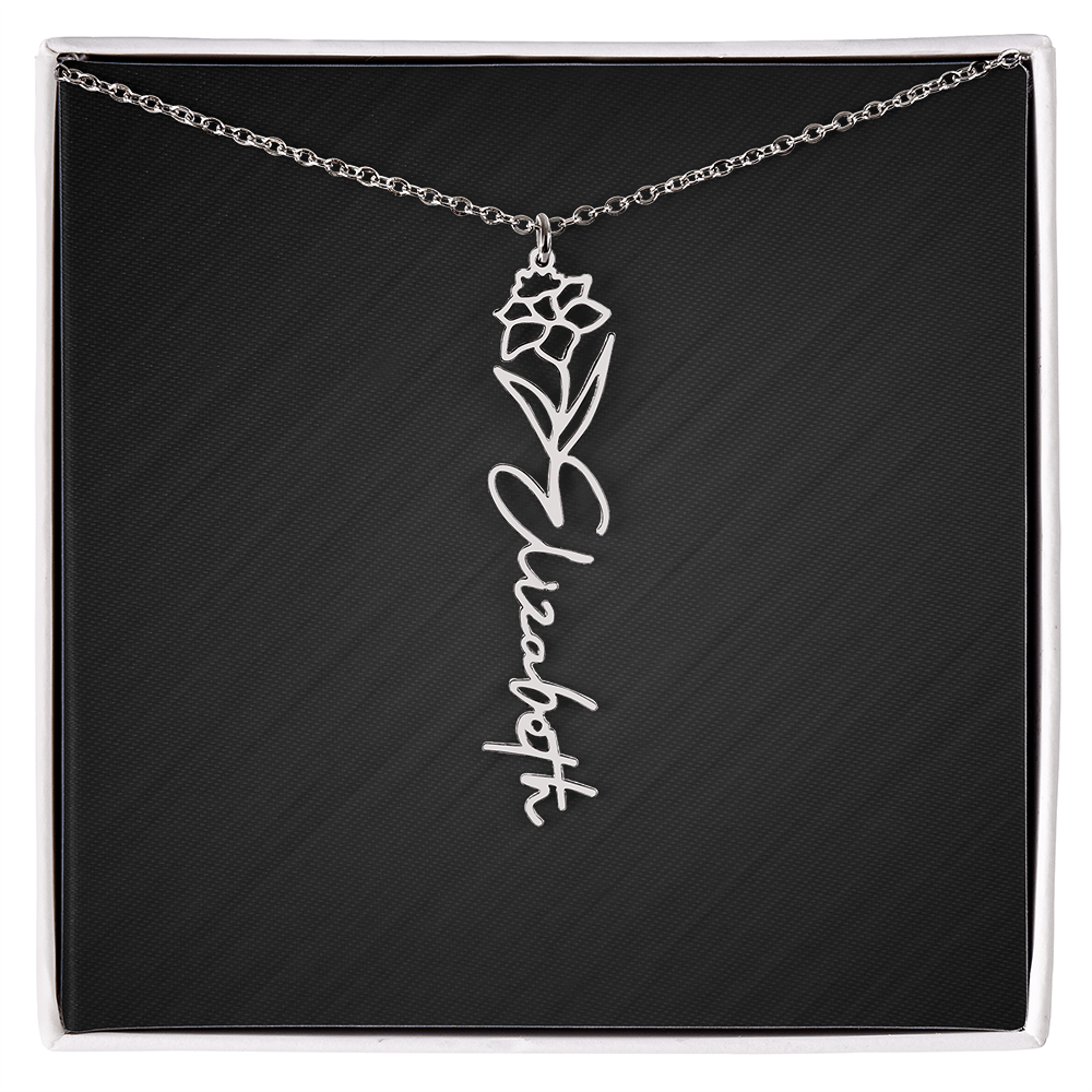 Personalized Birth Flower Name Necklace