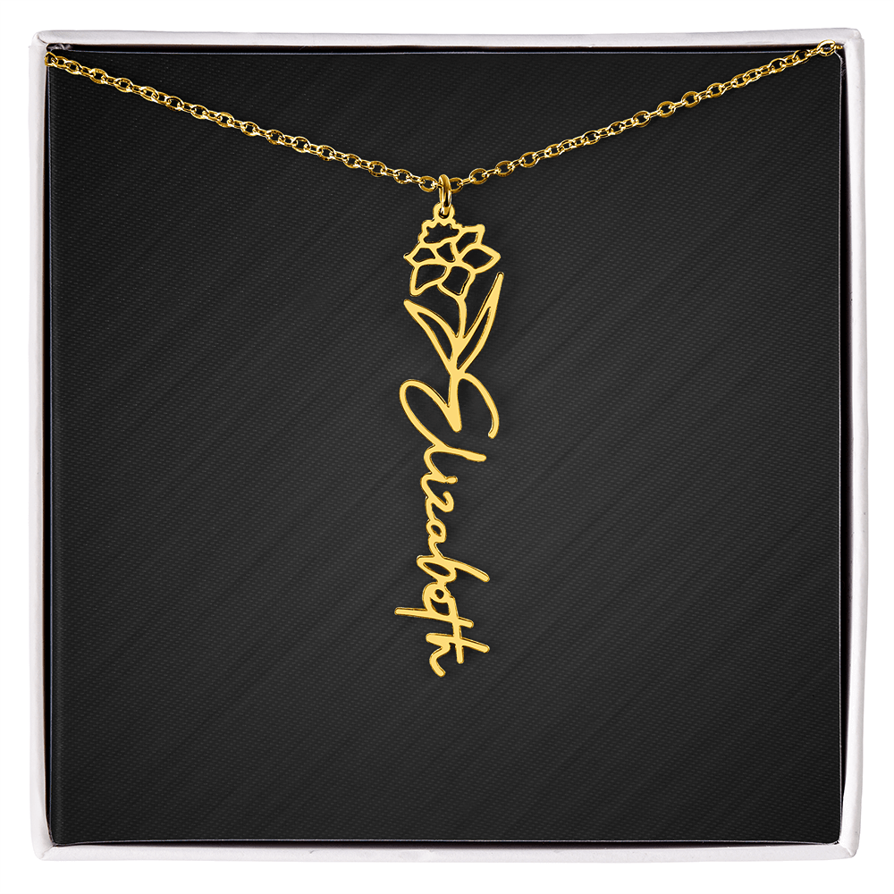 Personalized Birth Flower Name Necklace