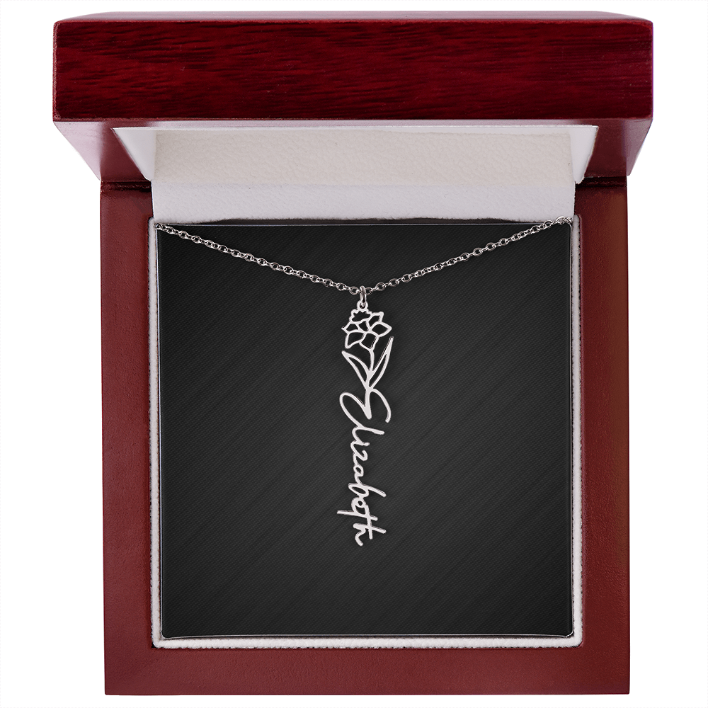 Personalized Birth Flower Name Necklace