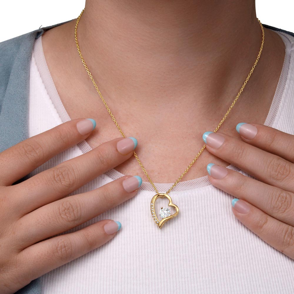 Forever Love Heart Pendant Necklace – Cubic Zirconia Jewelry Gift in 14k White or 18k Gold