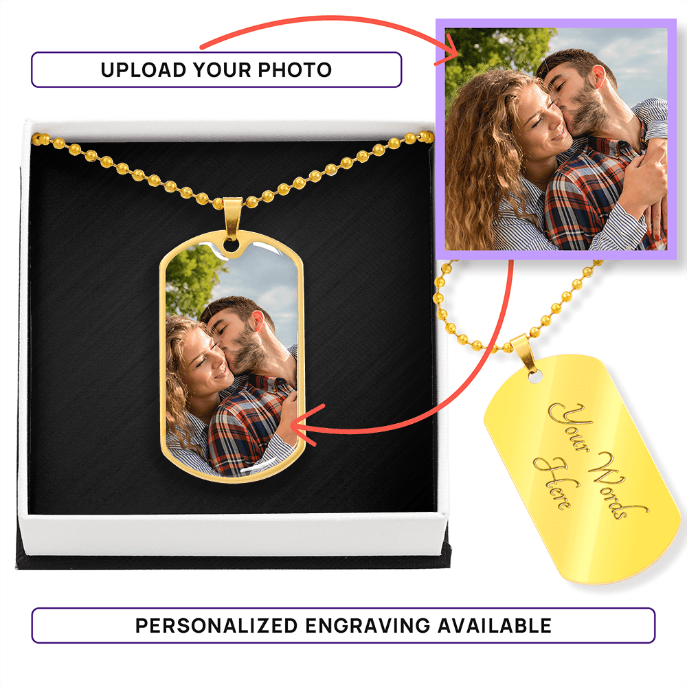 Custom Dog Tag Necklace – Personalized Photo Pendant & Engraved Name Necklace