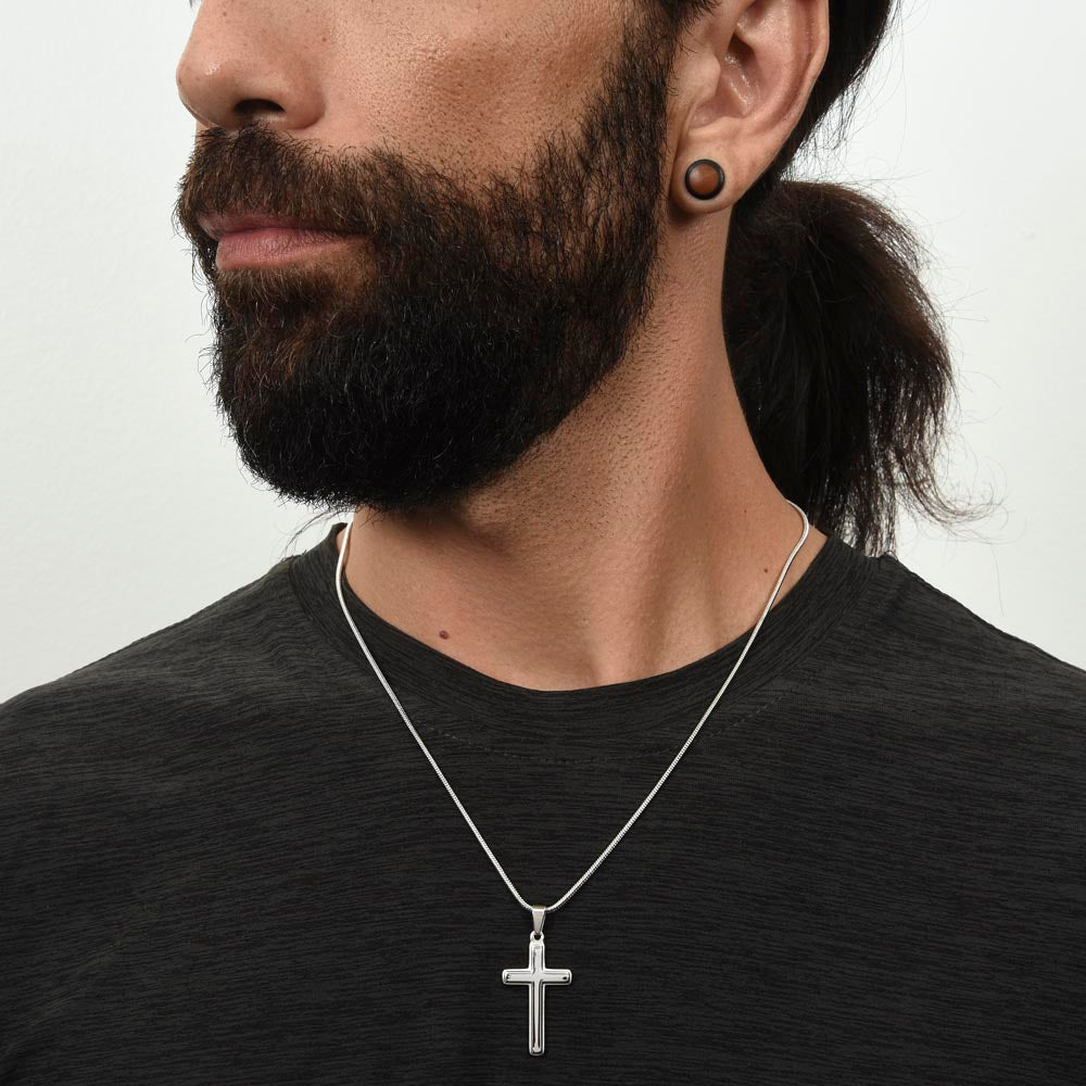 Stainless Steel Cross Necklace – Unisex Christian Jewelry with Adjustable Snake Chain
