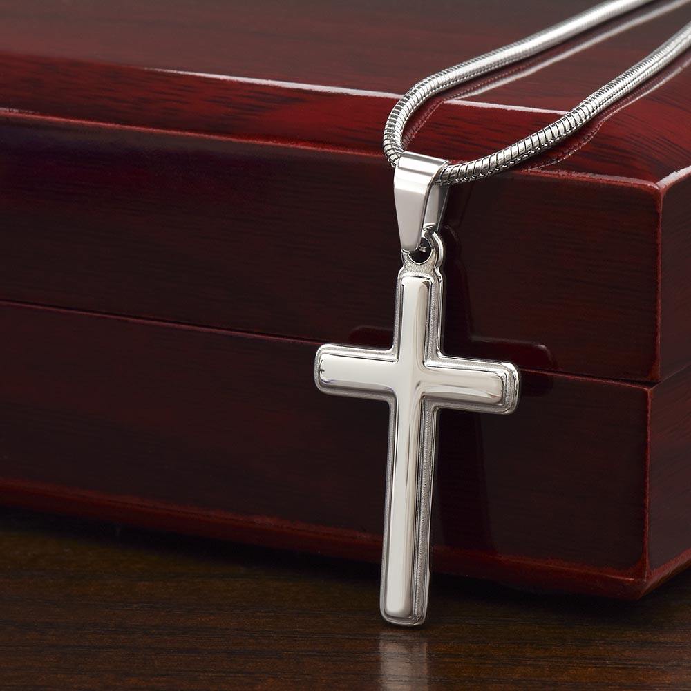 Stainless Steel Cross Necklace – Unisex Christian Jewelry with Adjustable Snake Chain