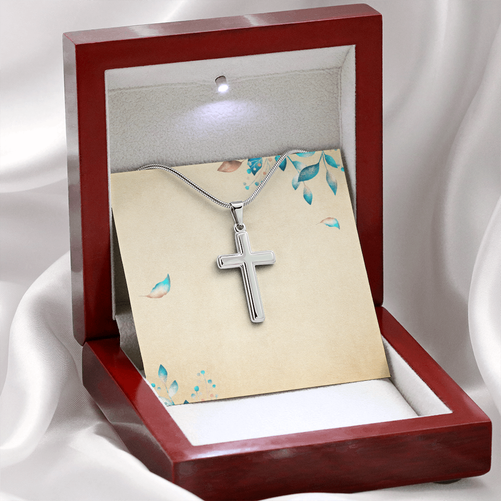 Stainless Steel Cross Necklace – Unisex Christian Jewelry with Adjustable Snake Chain