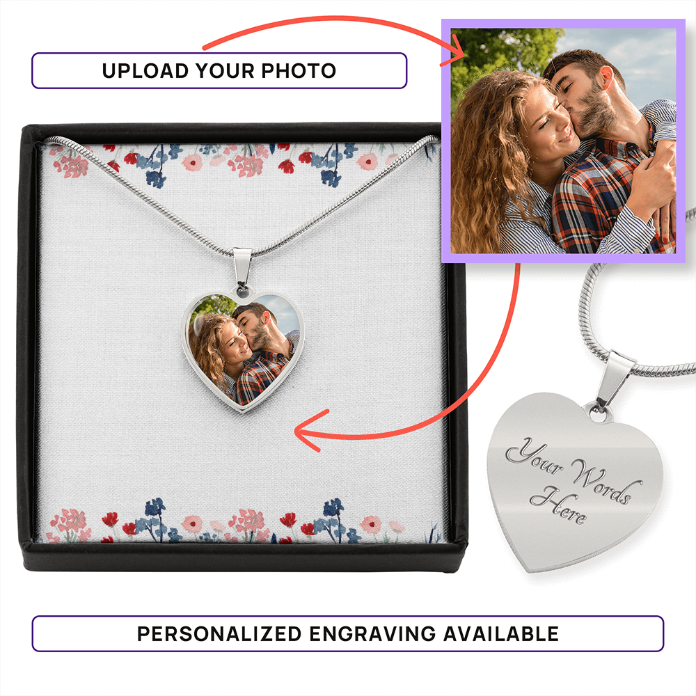 Personalized Engraved Heart Necklace – Custom Photo Pendant & Gift Keepsake