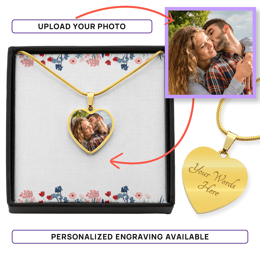 Personalized Engraved Heart Necklace – Custom Photo Pendant & Gift Keepsake