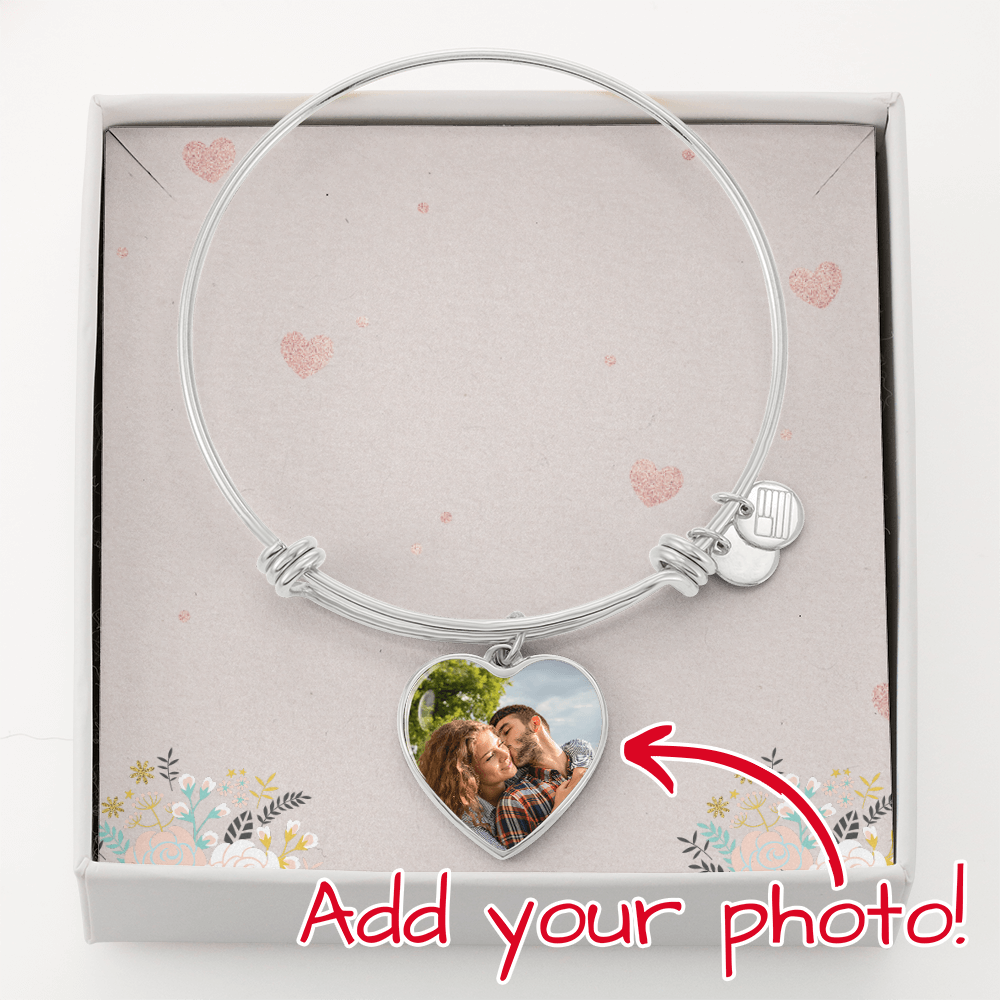 Personalized Heart Pendant Bangle