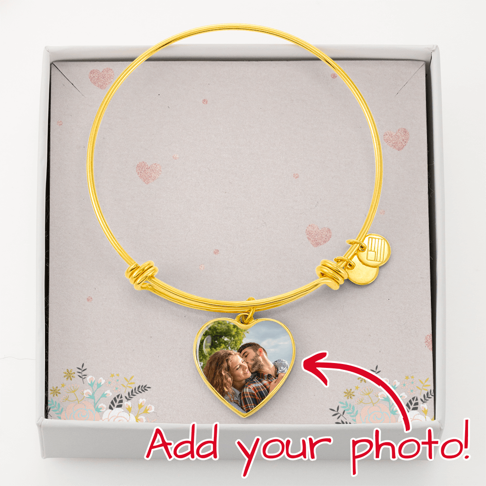 Personalized Heart Pendant Bangle