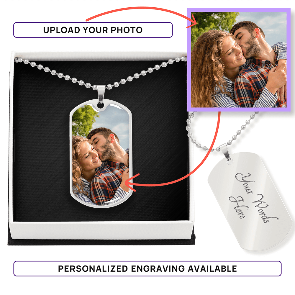 Custom Dog Tag Necklace – Personalized Photo Pendant & Engraved Name Necklace