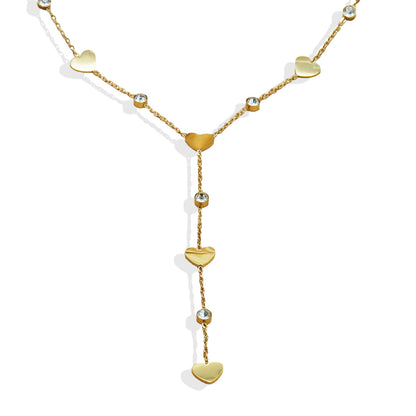 18K Gold Minimalist Rhinestone Pendant Necklace – Hypoallergenic Stainless Steel