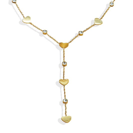 18K Gold Minimalist Rhinestone Pendant Necklace – Hypoallergenic Stainless Steel