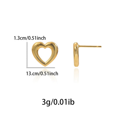 18K Gold Minimalist Heart Earrings – Hypoallergenic Stainless Steel Sustainable Jewelry