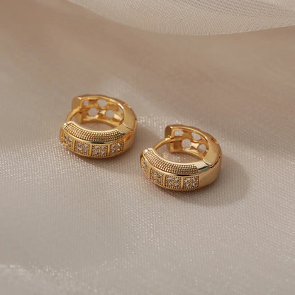 Gold Cubic Zirconia Hoop Earrings