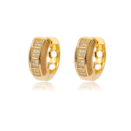 Gold Cubic Zirconia Hoop Earrings