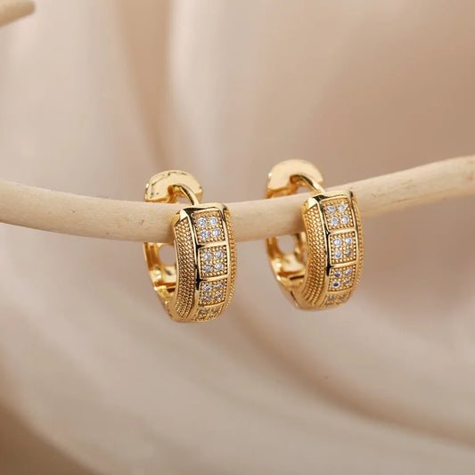 Gold Cubic Zirconia Hoop Earrings