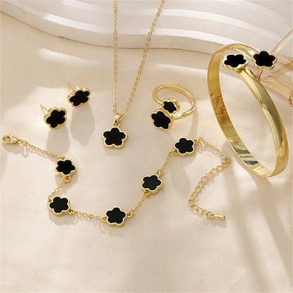 5 Piece Five Leaf Clover Jewelry Set