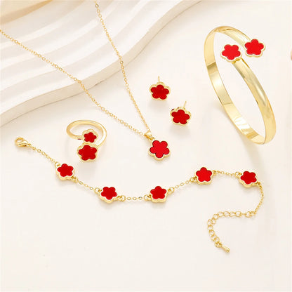 5 Piece Five Leaf Clover Jewelry Set