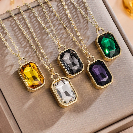 Gold Crystal Zirconia Necklace