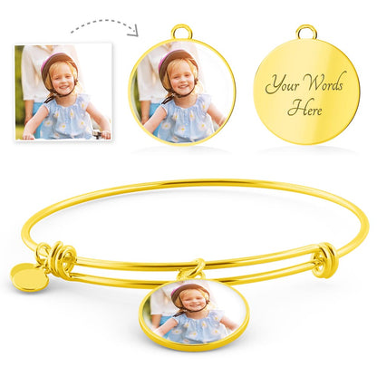 Personalized Circle Pendant Bangle