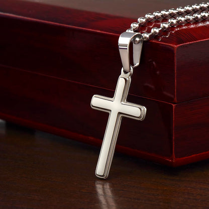 Stainless Steel Cross Necklace – Unisex Christian Jewelry with Ball Chain