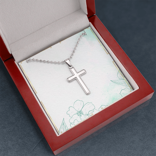 Stainless Steel Cross Necklace – Unisex Christian Jewelry with Ball Chain