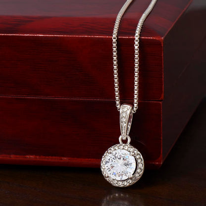 Eternal Cushion-Cut Necklace – 14k White Gold CZ Pendant Jewelry Gift