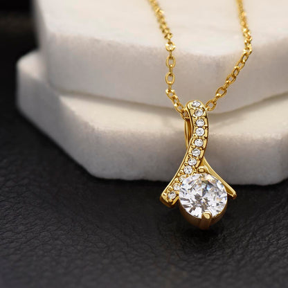 Alluring Beauty Ribbon Pendant Necklace – Dainty Cubic Zirconia Jewelry Gift