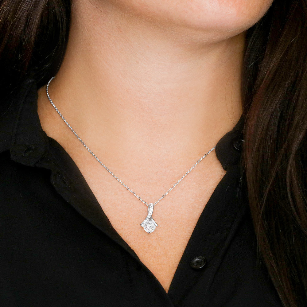Alluring Beauty Ribbon Pendant Necklace – Dainty Cubic Zirconia Jewelry Gift