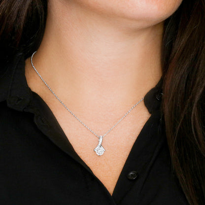 Alluring Beauty Ribbon Pendant Necklace – Dainty Cubic Zirconia Jewelry Gift