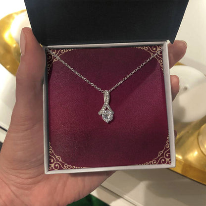 Alluring Beauty Ribbon Pendant Necklace – Dainty Cubic Zirconia Jewelry Gift