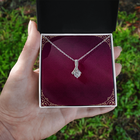 Alluring Beauty Ribbon Pendant Necklace – Dainty Cubic Zirconia Jewelry Gift
