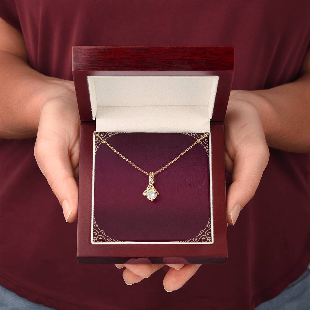 Alluring Beauty Ribbon Pendant Necklace – Dainty Cubic Zirconia Jewelry Gift