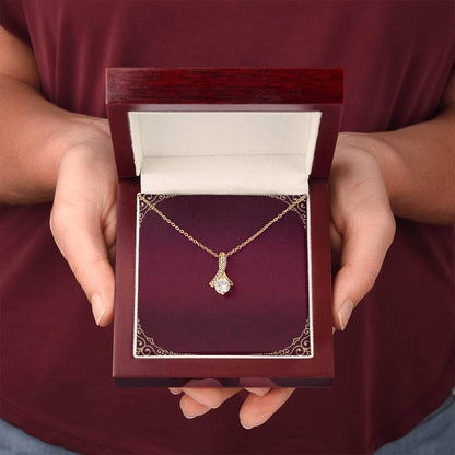 Alluring Beauty Ribbon Pendant Necklace – Dainty Cubic Zirconia Jewelry Gift
