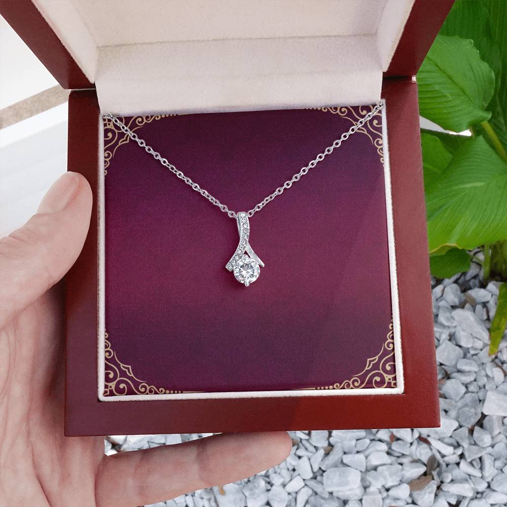 Alluring Beauty Ribbon Pendant Necklace – Dainty Cubic Zirconia Jewelry Gift