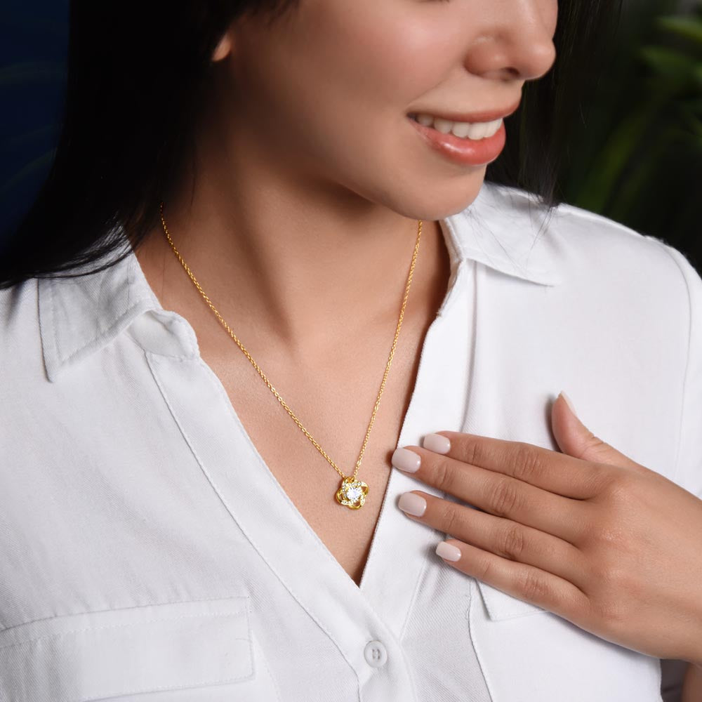 Infinity Knot Necklace – 14k White or 18k Gold CZ Pendant Jewelry Gift