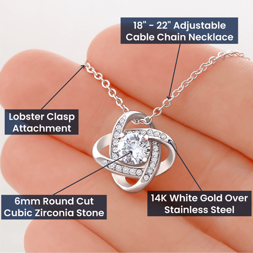Infinity Knot Necklace – 14k White or 18k Gold CZ Pendant Jewelry Gift
