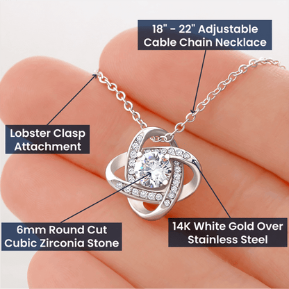 Infinity Knot Necklace – 14k White or 18k Gold CZ Pendant Jewelry Gift