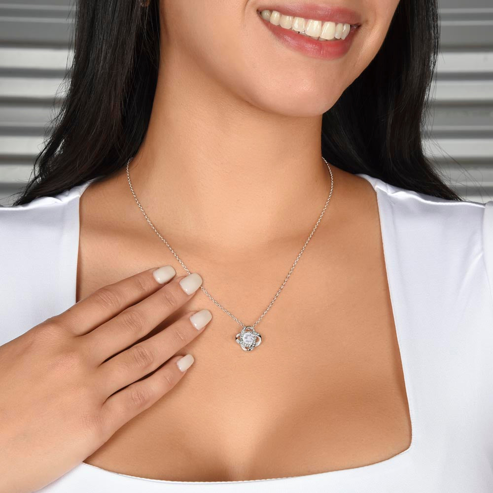 Infinity Knot Necklace – 14k White or 18k Gold CZ Pendant Jewelry Gift