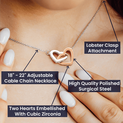 Interlocked Hearts Necklace – Sparkling CZ Double Heart Pendant | Elegant Daily Wear Gift