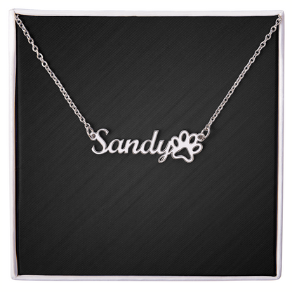 Personalized Paw Print Name Necklace