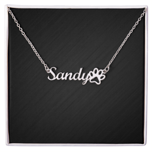 Personalized Paw Print Name Necklace