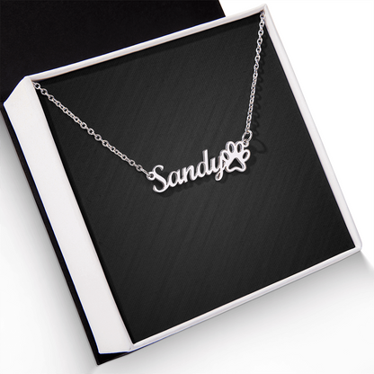 Personalized Paw Print Name Necklace