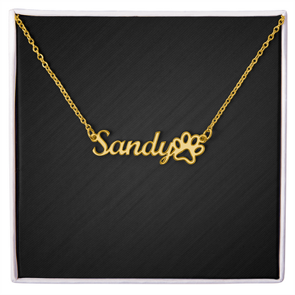 Personalized Paw Print Name Necklace