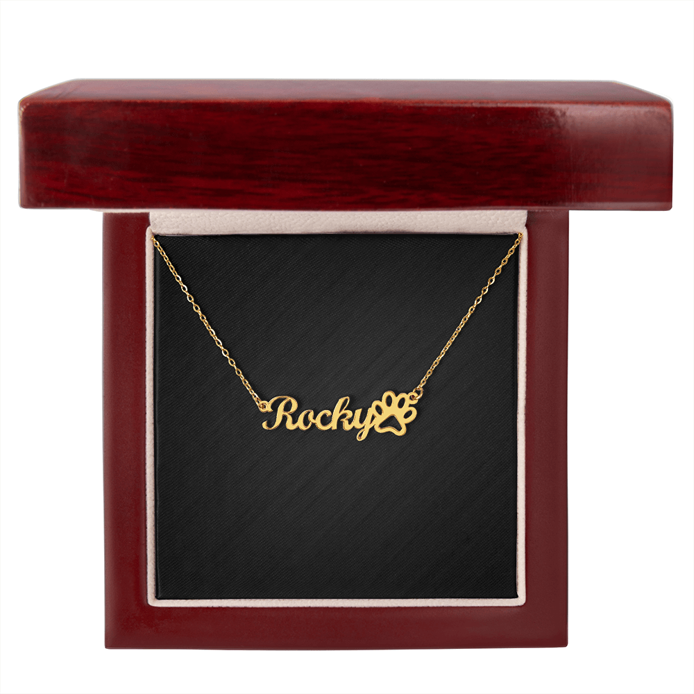 Personalized Paw Print Name Necklace