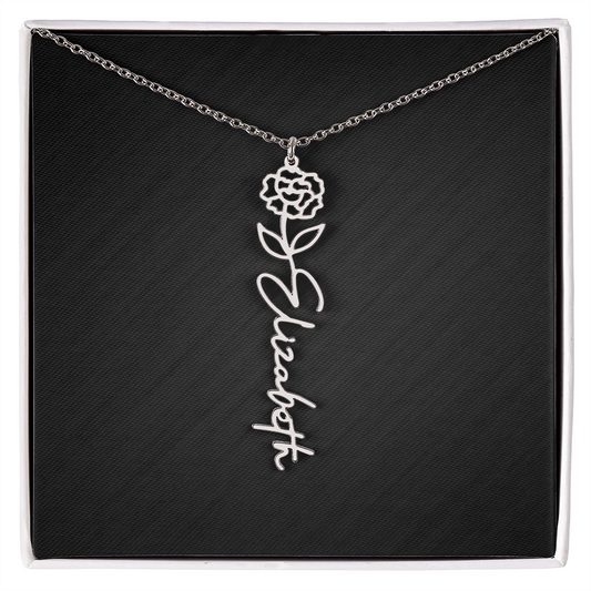 Personalized Birth Flower Name Necklace