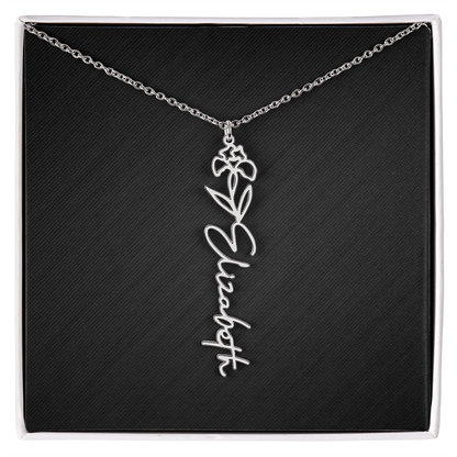 Personalized Birth Flower Name Necklace